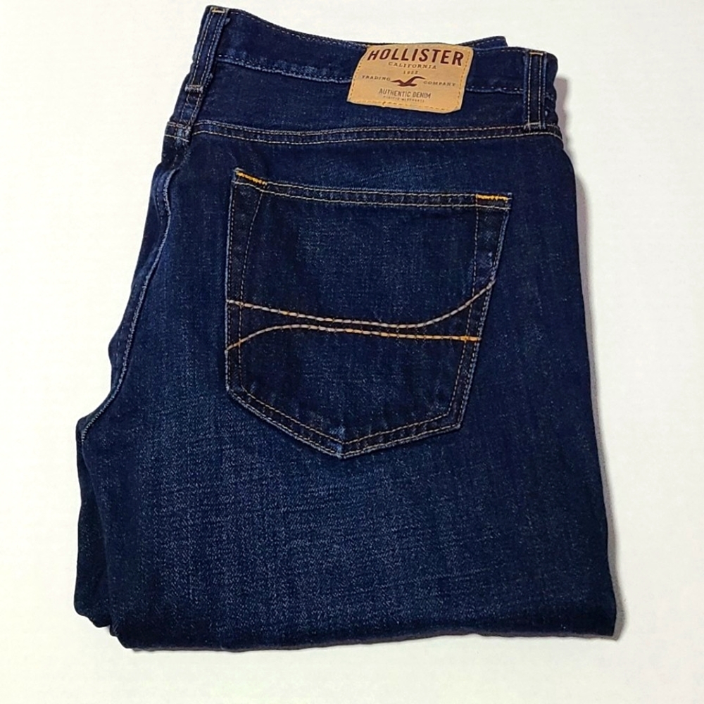 Hollister Men's Dark Blue Jeans Zip Fly 32x34 Classic Straight Or 33x32 Straight